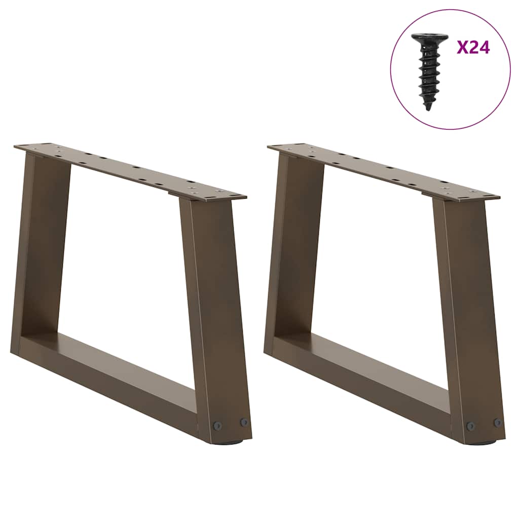 Pieds de table basse en forme de V, 2 pièces, acier naturel, 60 x (30-31,3) cm - XIOS