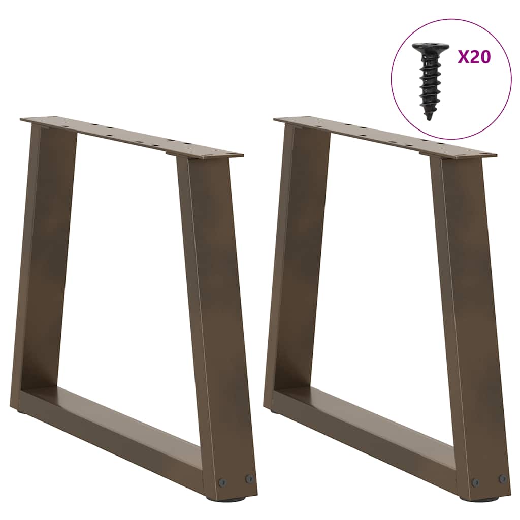 Pieds de table basse en forme de V, 2 pièces, acier naturel, 50 x (42-43,3) cm - XIOS