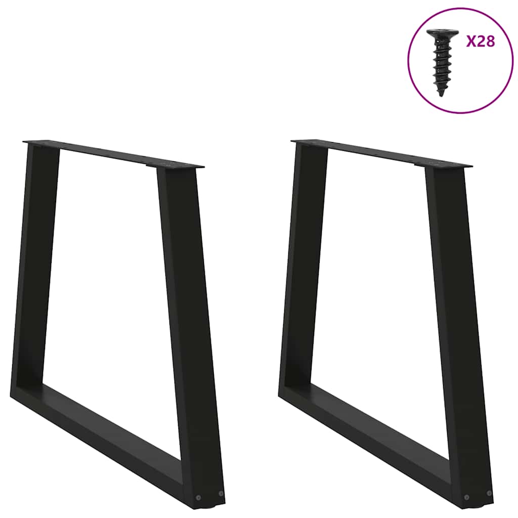 Pieds de table à manger en forme de V, 2 pièces, noir, 100 x (72-73,3) cm, acier - XIOS
