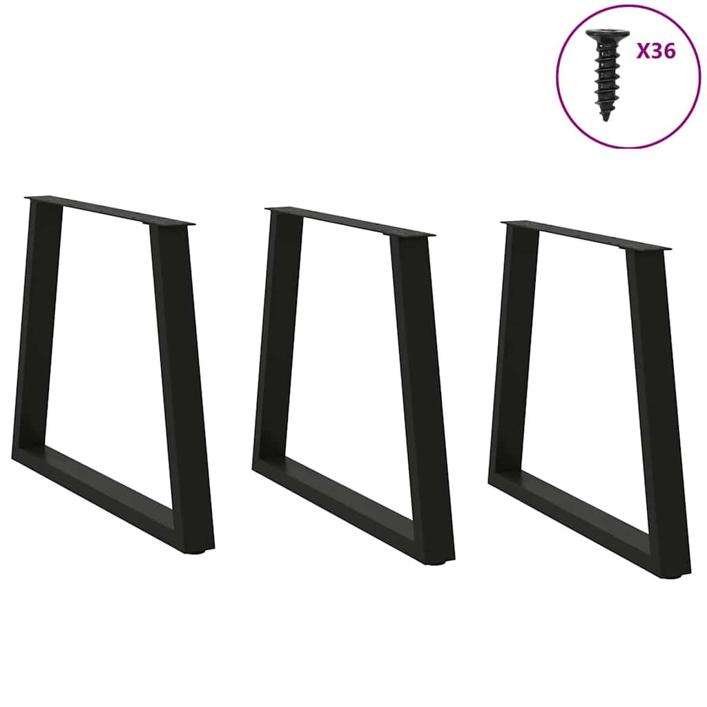 Pieds de table à manger en V 3 pièces Noir 70 x (72-73,3) cm Acier - XIOS