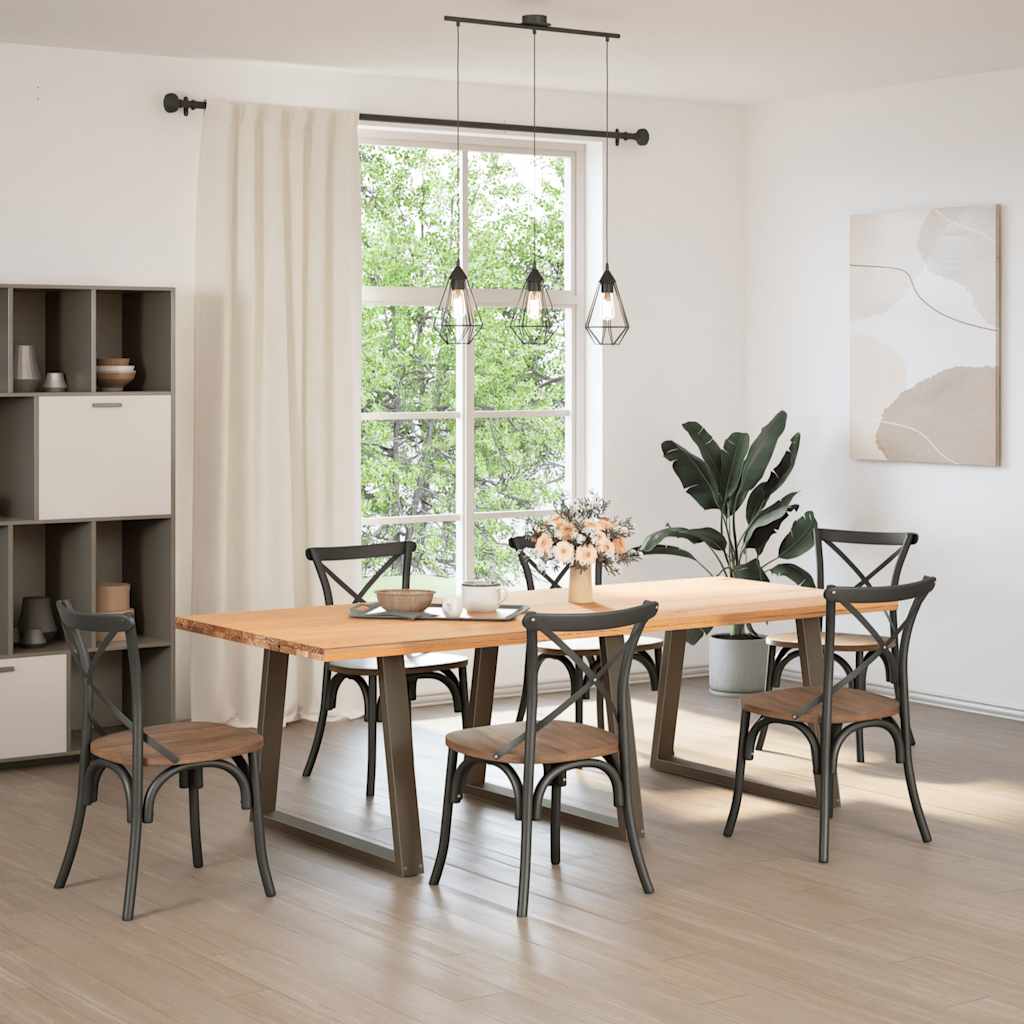 Pieds de table à manger en forme de V, 3 pièces, acier naturel, 90 x (72-73,3) cm - XIOS