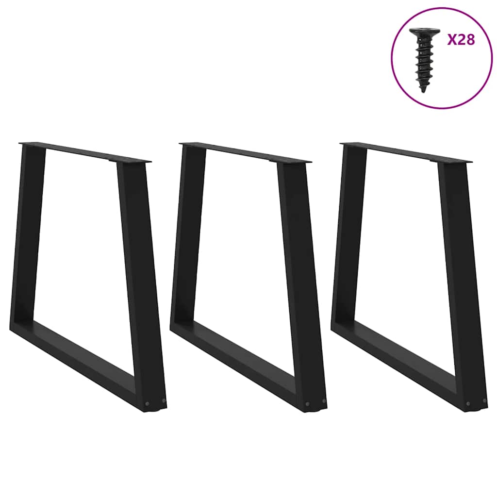 Pieds de table à manger en forme de V, 3 pièces, noir, 100 x (72-73,3) cm, acier - XIOS