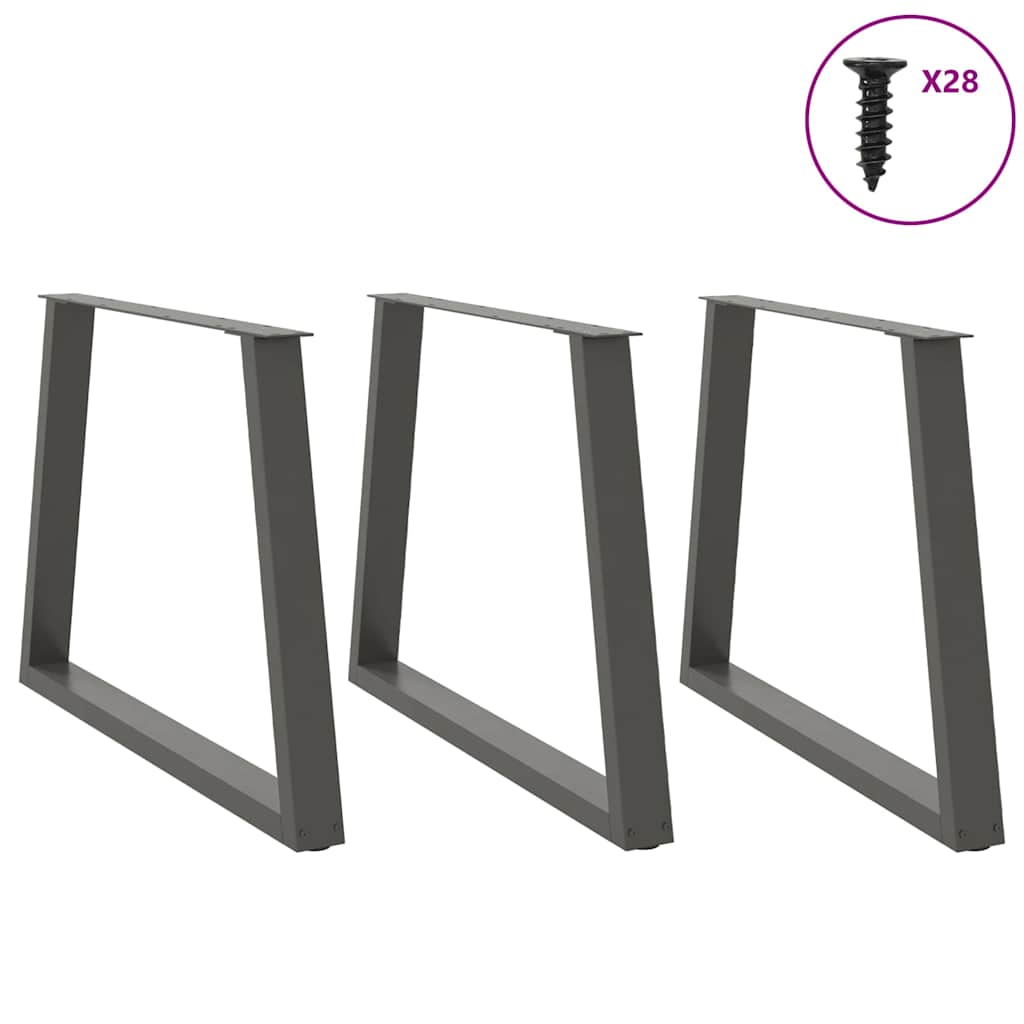 Pieds de table à manger en forme de V, 3 pièces, anthracite, 100 x (72-73,3) cm, acier - XIOS