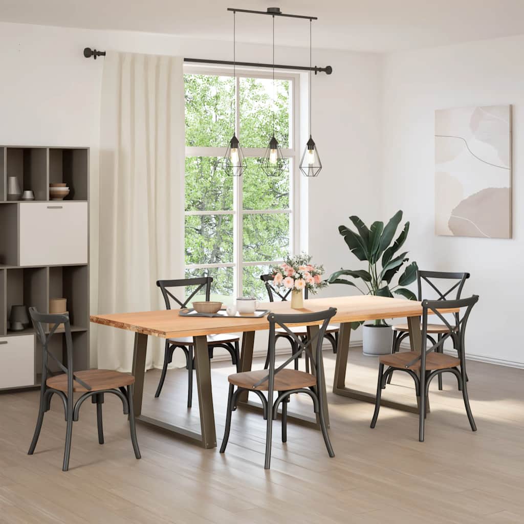 Pieds de table à manger en forme de V, 3 pièces, acier naturel, 100 x (72-73,3) cm - XIOS