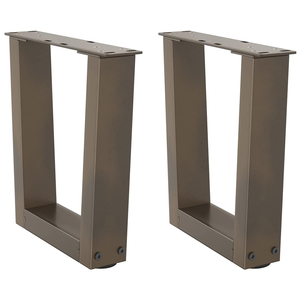 Pieds de table basse en forme de V, 2 pièces, acier naturel, 30 x (30-31,3) cm - XIOS