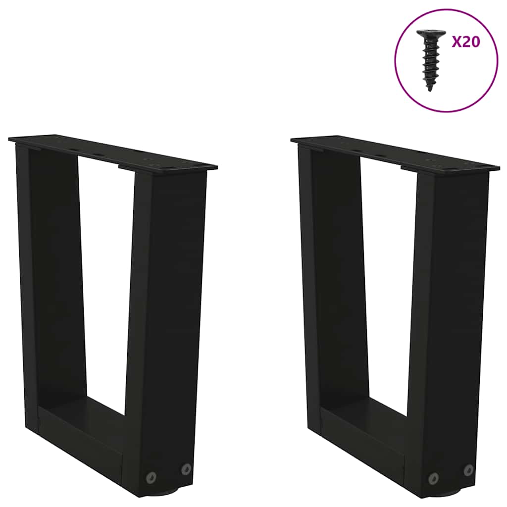 Pieds de table basse en forme de V, 2 pièces, noir, 40 x (30-31,3) cm, acier - XIOS