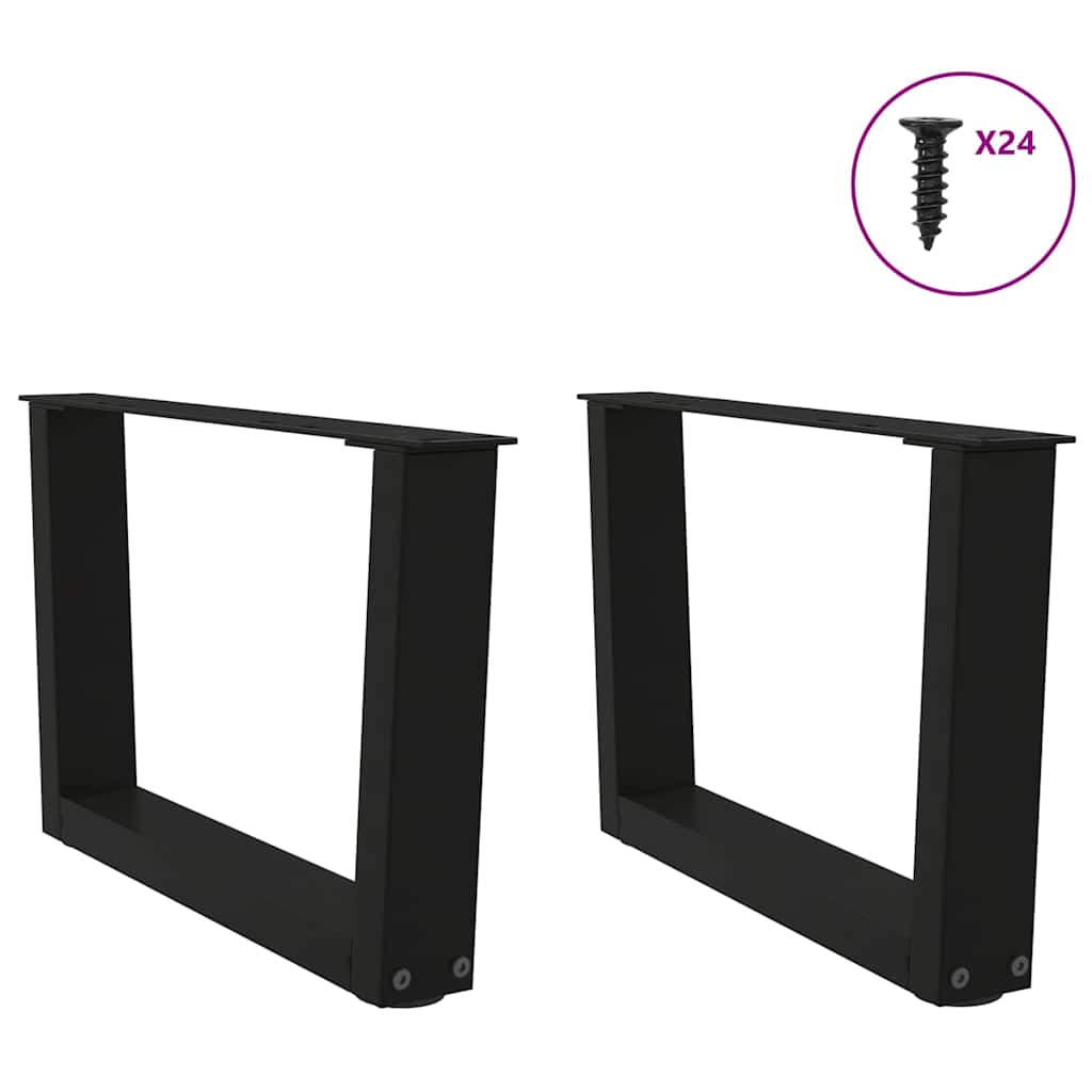 Pieds de table basse en forme de V, 2 pièces, noir, 50 x (30-31,3) cm, acier - XIOS