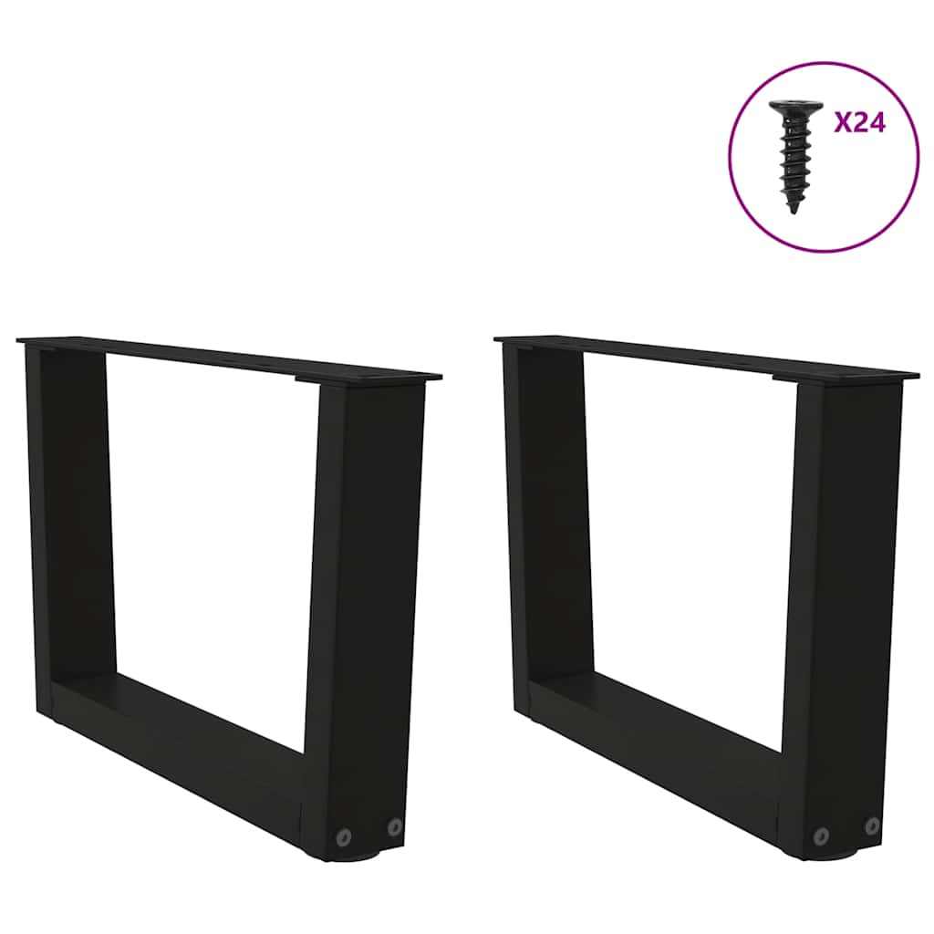 Pieds de table basse en forme de V, 2 pièces, noir, 60 x (30-31,3) cm, acier - XIOS