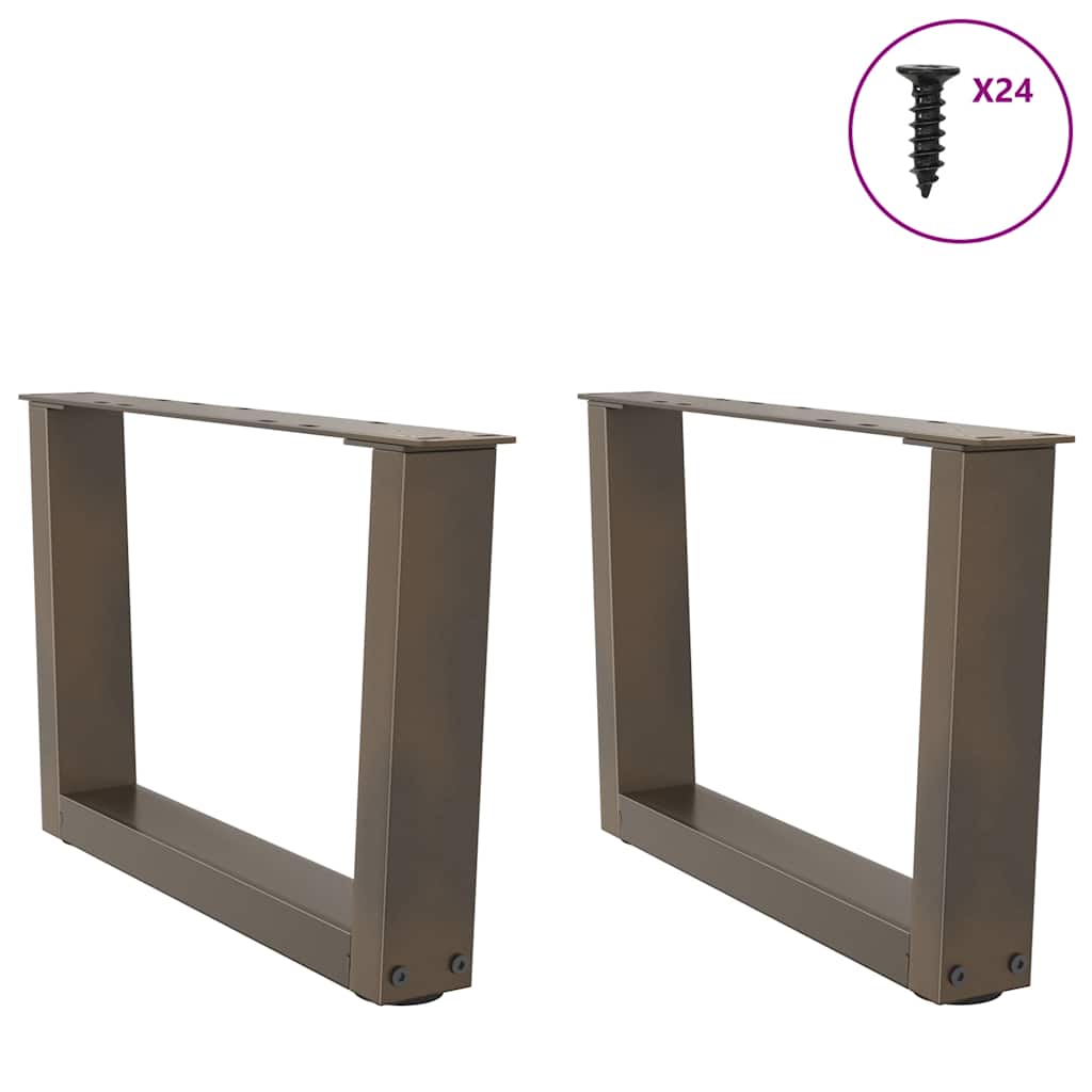 Pieds de table basse en forme de V, 2 pièces, acier naturel, 60 x (30-31,3) cm - XIOS