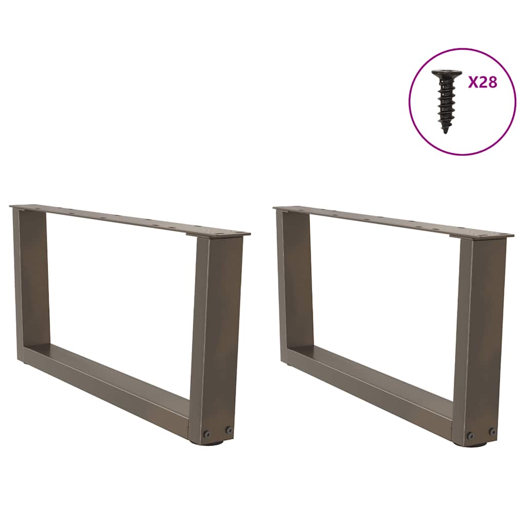 Pieds de table basse en forme de V, 2 pièces, acier naturel, 70 x (30-31,3) cm - XIOS