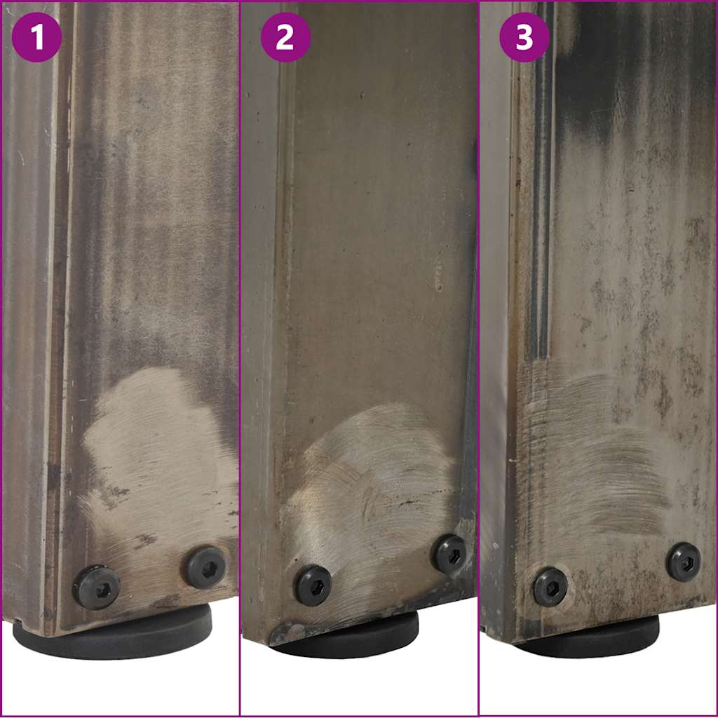 Pieds de table basse en forme de V, 2 pièces, acier naturel, 70 x (30-31,3) cm - XIOS