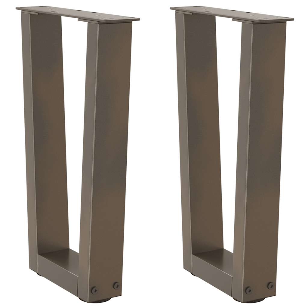 Pieds de table basse en forme de V, 2 pièces, acier naturel, 28 x (42-43,3) cm - XIOS