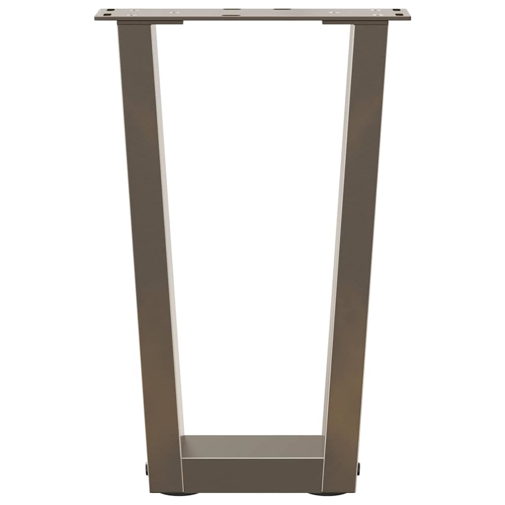 Pieds de table basse en forme de V, 2 pièces, acier naturel, 28 x (42-43,3) cm - XIOS