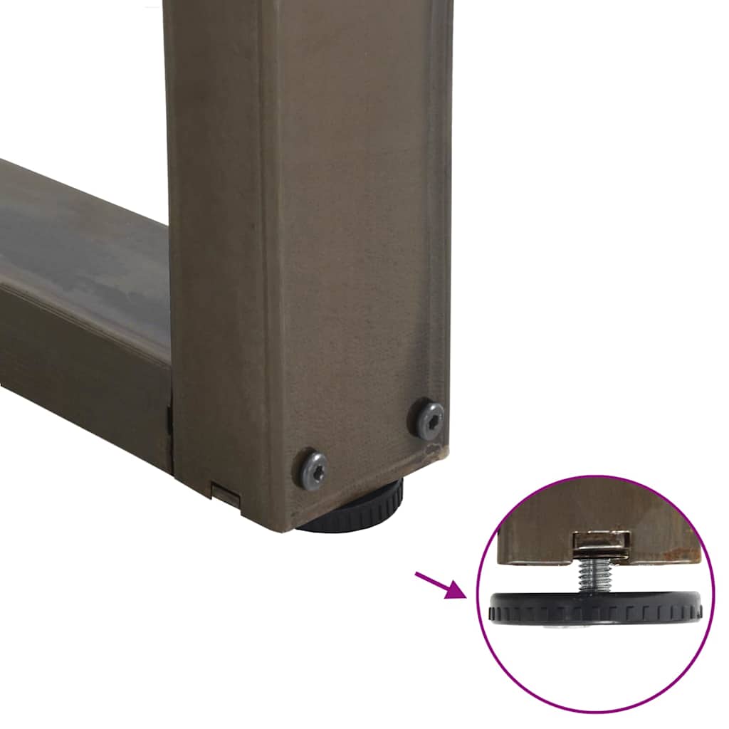 Pieds de table basse en forme de V, 2 pièces, acier naturel, 28 x (42-43,3) cm - XIOS