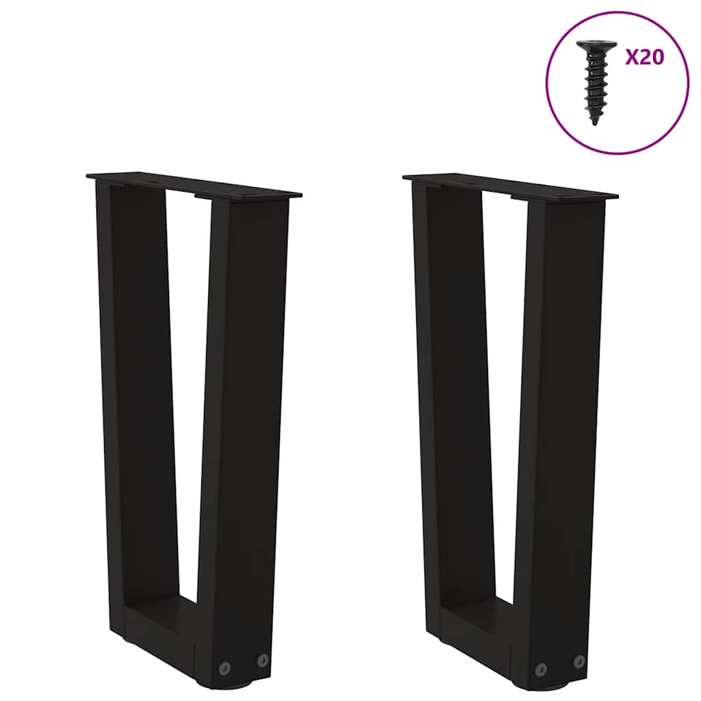 Pieds de table basse en V 2 pièces Noir 38 x (42-43,3) cm Acier - XIOS