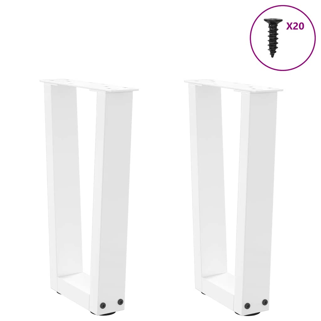 Pieds de table basse en forme de V, 2 pièces, blanc, 38 x (42-43,3) cm, acier - XIOS