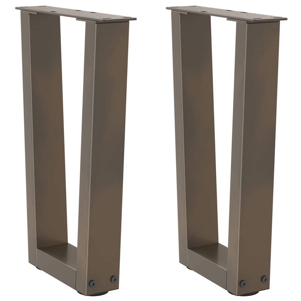 Pieds de table basse en forme de V, 2 pièces, acier naturel, 38 x (42-43,3) cm - XIOS
