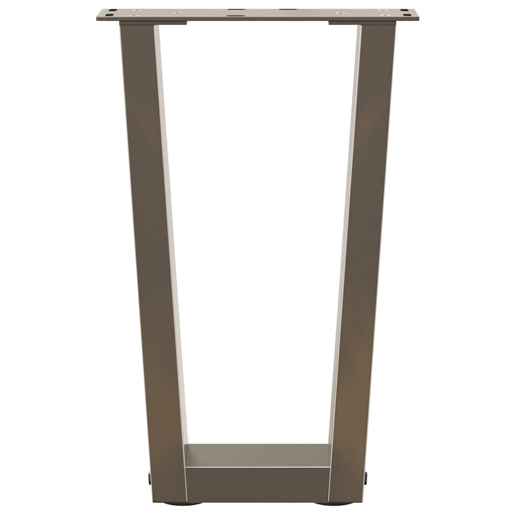 Pieds de table basse en forme de V, 2 pièces, acier naturel, 38 x (42-43,3) cm - XIOS
