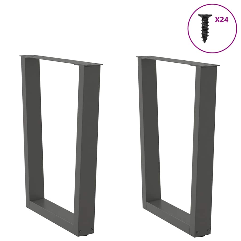 Pieds de table à manger en forme de V, 2 pièces, anthracite, 70 x (72-73,3) cm, acier - XIOS