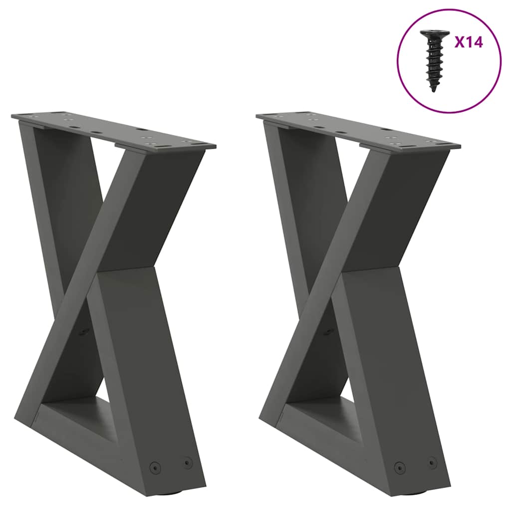 Pieds de table basse 2 pièces Anthracite 30 x (30-31,3) cm Acier - XIOS