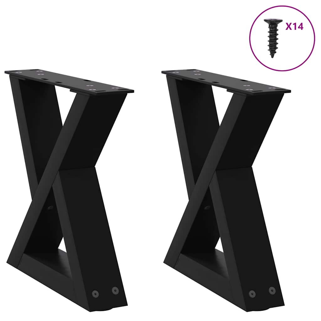 Pieds de table basse 2 pièces Noir 40 x (30-31,3) cm Acier