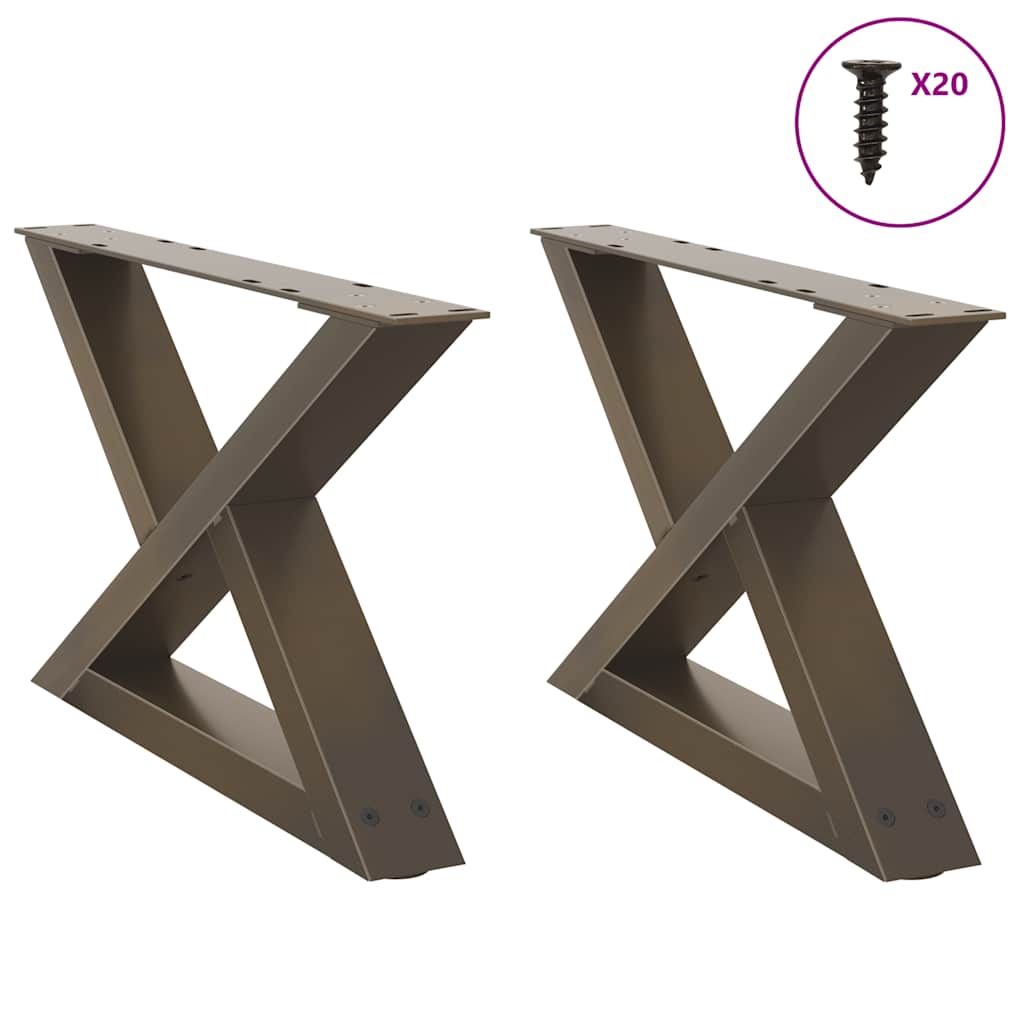Pieds de table basse 2 pièces Acier naturel 50 x (30-31,3) cm Acier - XIOS