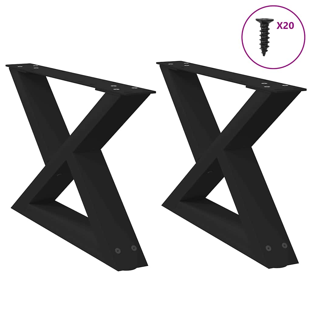Pieds de table basse 2 pièces Noir 60 x (30-31,3) cm Acier