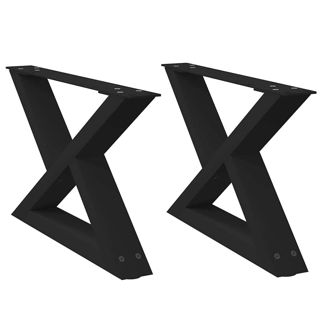 Pieds de table basse 2 pièces Noir 60 x (30-31,3) cm Acier
