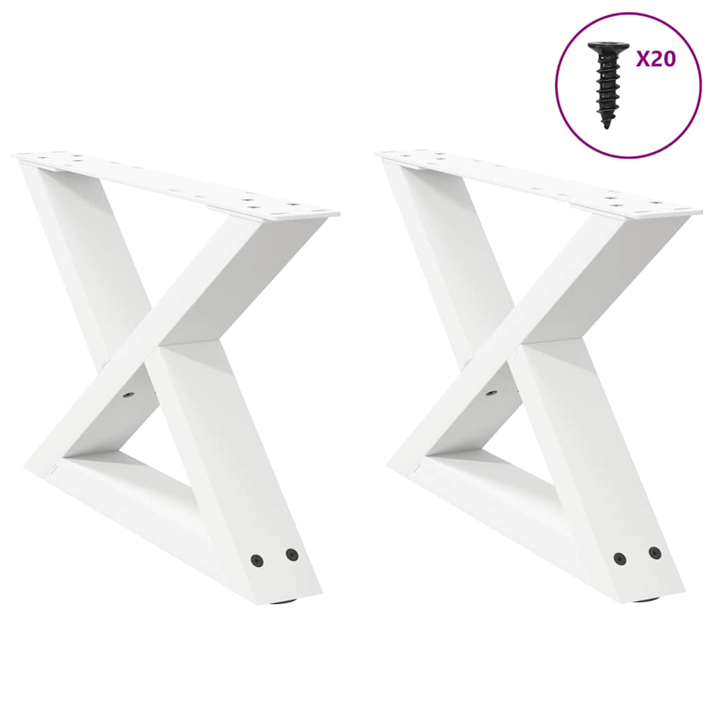 Pieds de table basse 2 pièces Blanc 60 x (30-31,3) cm Acier - XIOS