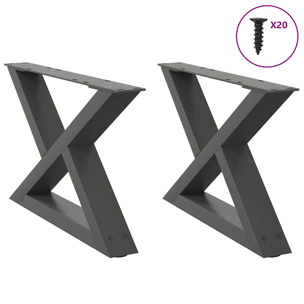Pieds de table basse 2 pièces Anthracite 60 x (30-31,3) cm Acier - XIOS