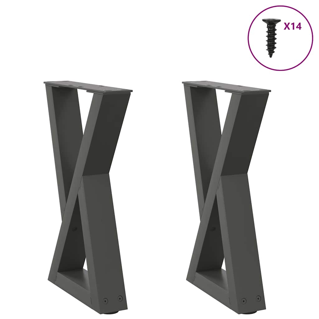 Pieds de table basse 2 pièces Anthracite 28 x (42-43,3) cm Acier - XIOS
