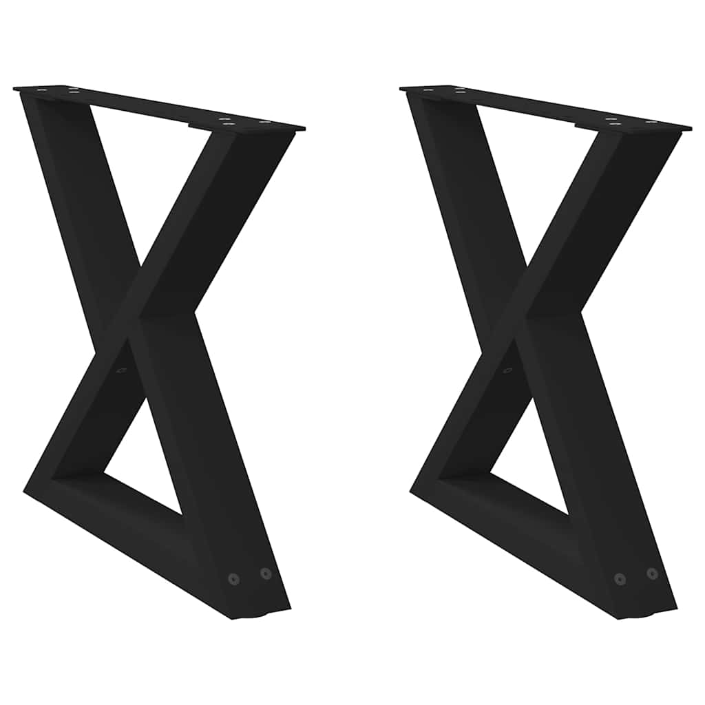 Pieds de table basse 2 pièces Noir 50 x (42-43,3) cm Acier