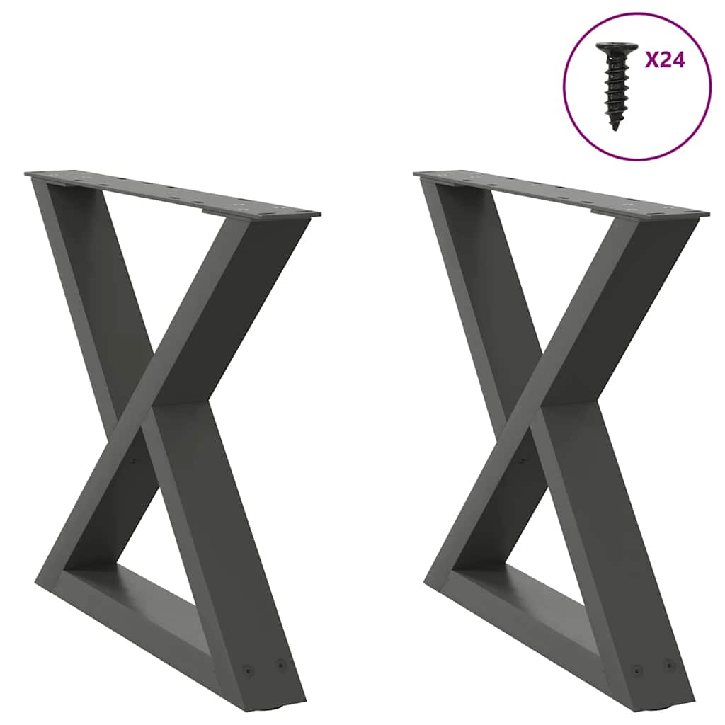Pieds de table basse 2 pièces Anthracite 60 x (42-43,3) cm Acier - XIOS