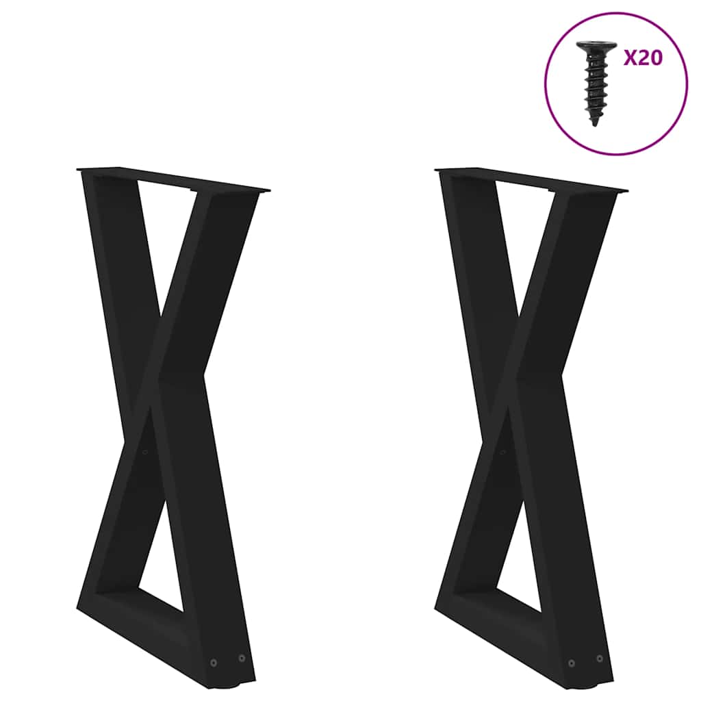 Pieds de table à manger 2 pièces Noir 50 x (72-73,3) cm Acier - XIOS
