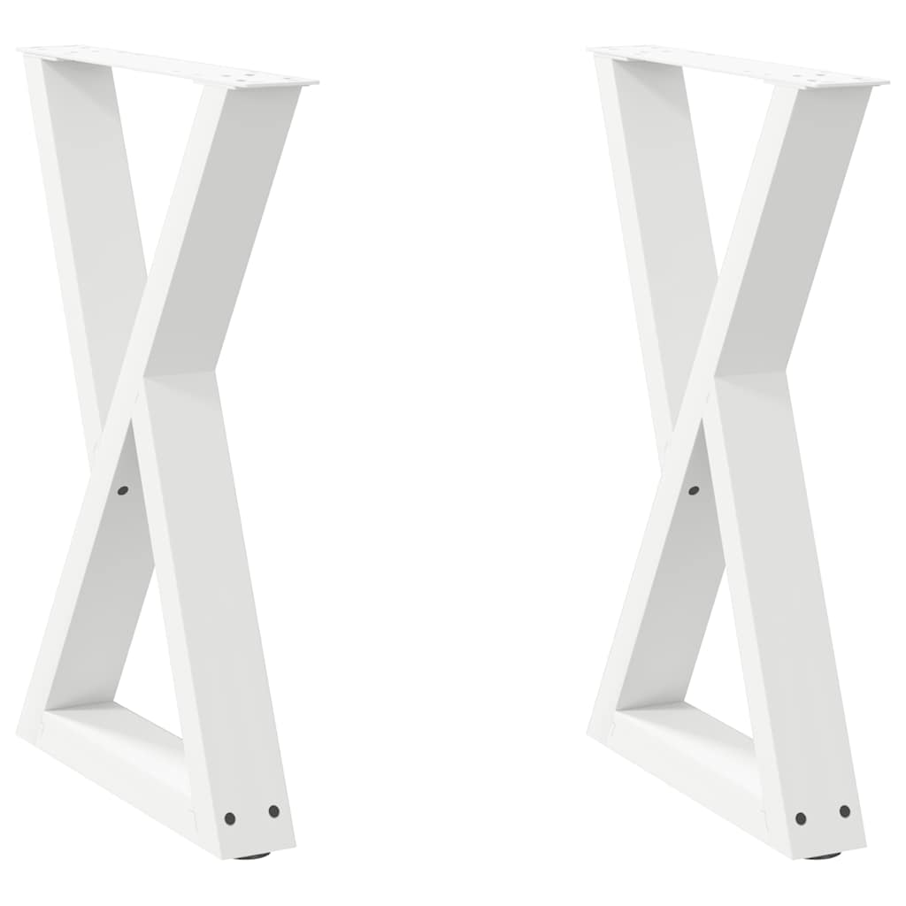 Pieds de table à manger 2 pièces Blanc 60 x (72-73,3) cm Acier - XIOS
