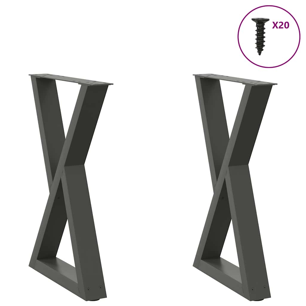 Pieds de table à manger 2 pièces Anthracite 60 x (72-73,3) cm Acier - XIOS