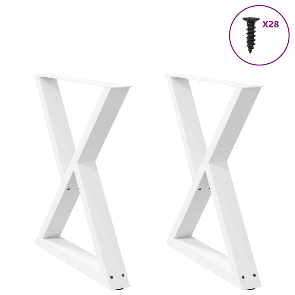 Pieds de table à manger 2 pièces Blanc 70 x (72-73,3) cm Acier - XIOS