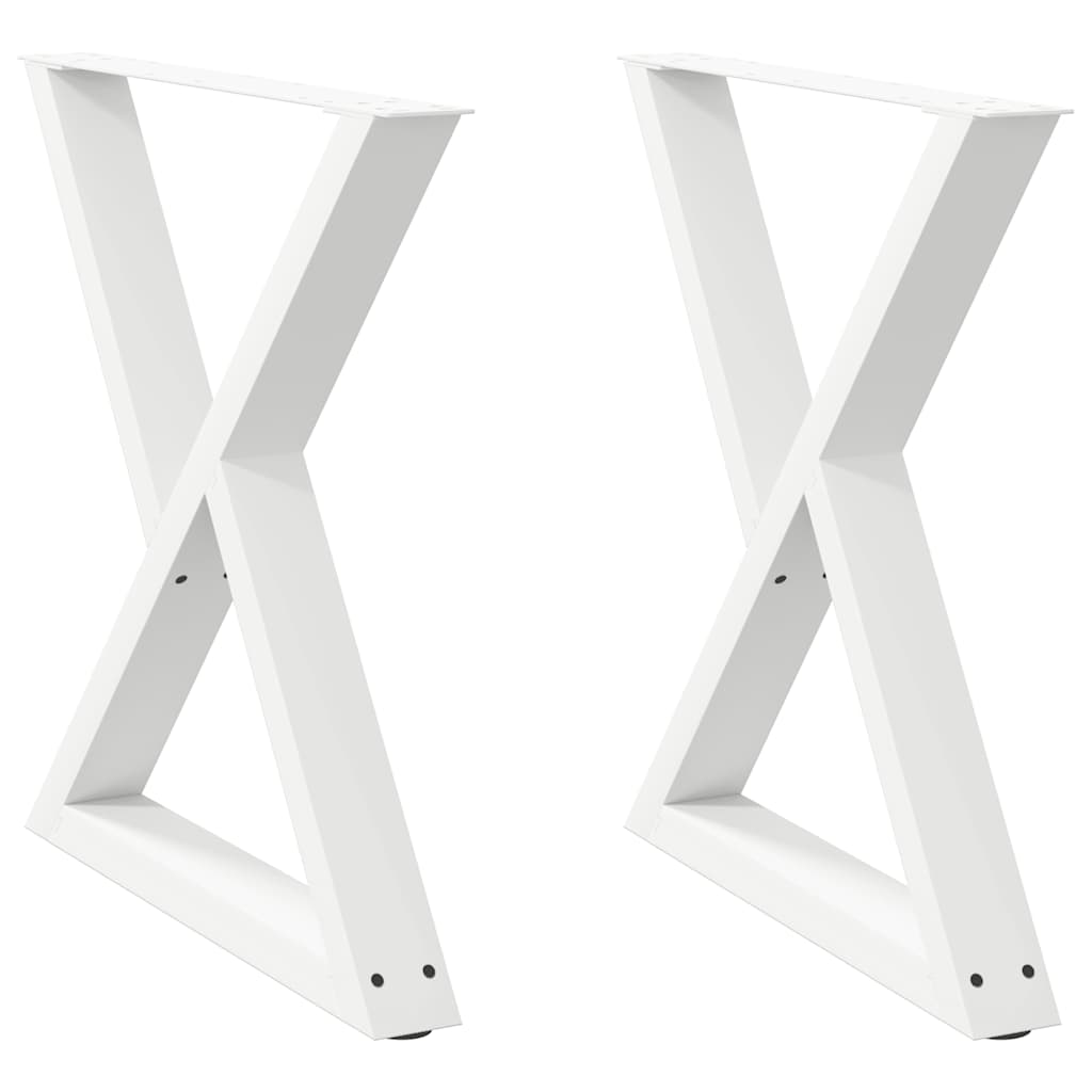 Pieds de table à manger 2 pièces Blanc 80 x (72-73,3) cm Acier - XIOS