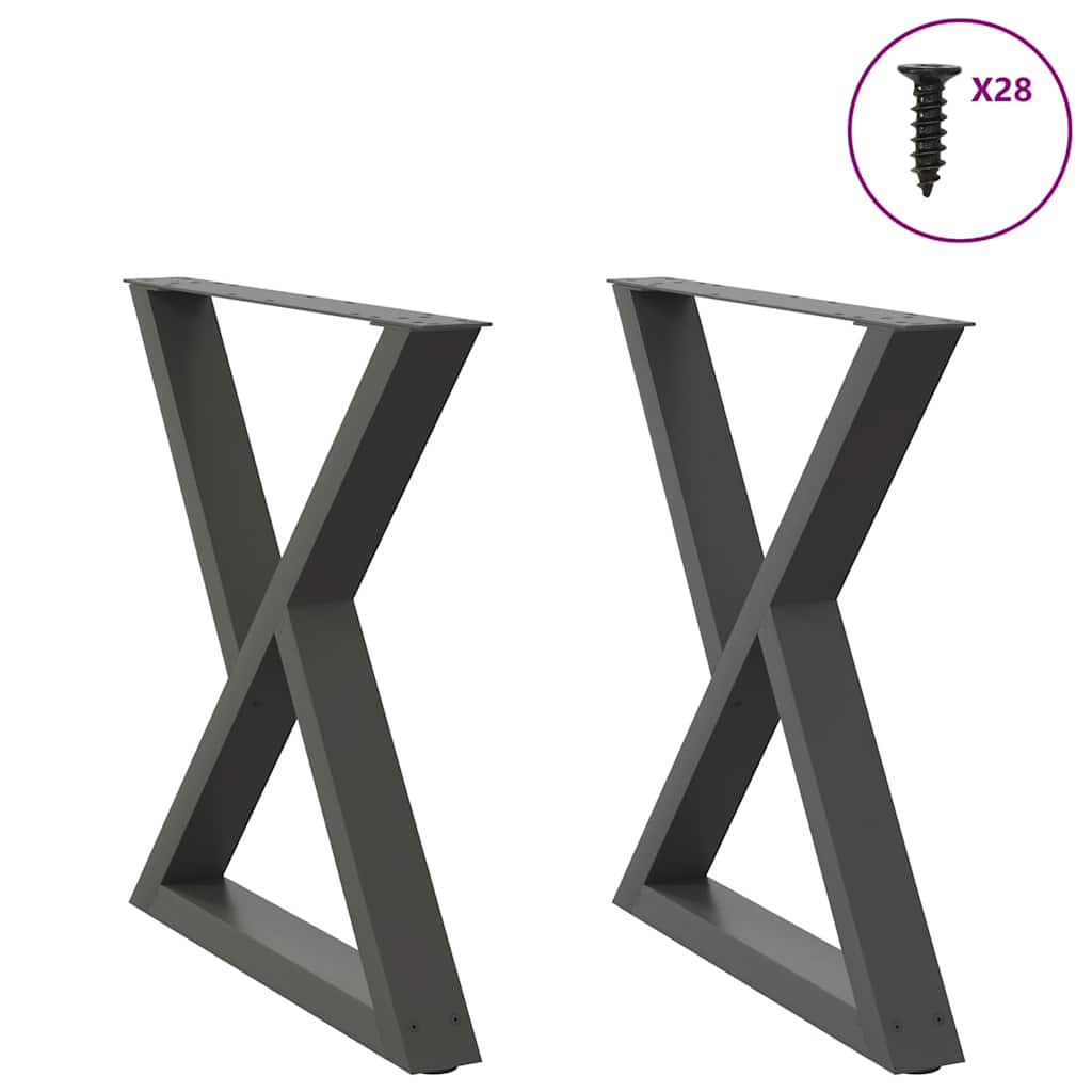 Pieds de table à manger 2 pièces Anthracite 80 x (72-73,3) cm Acier - XIOS