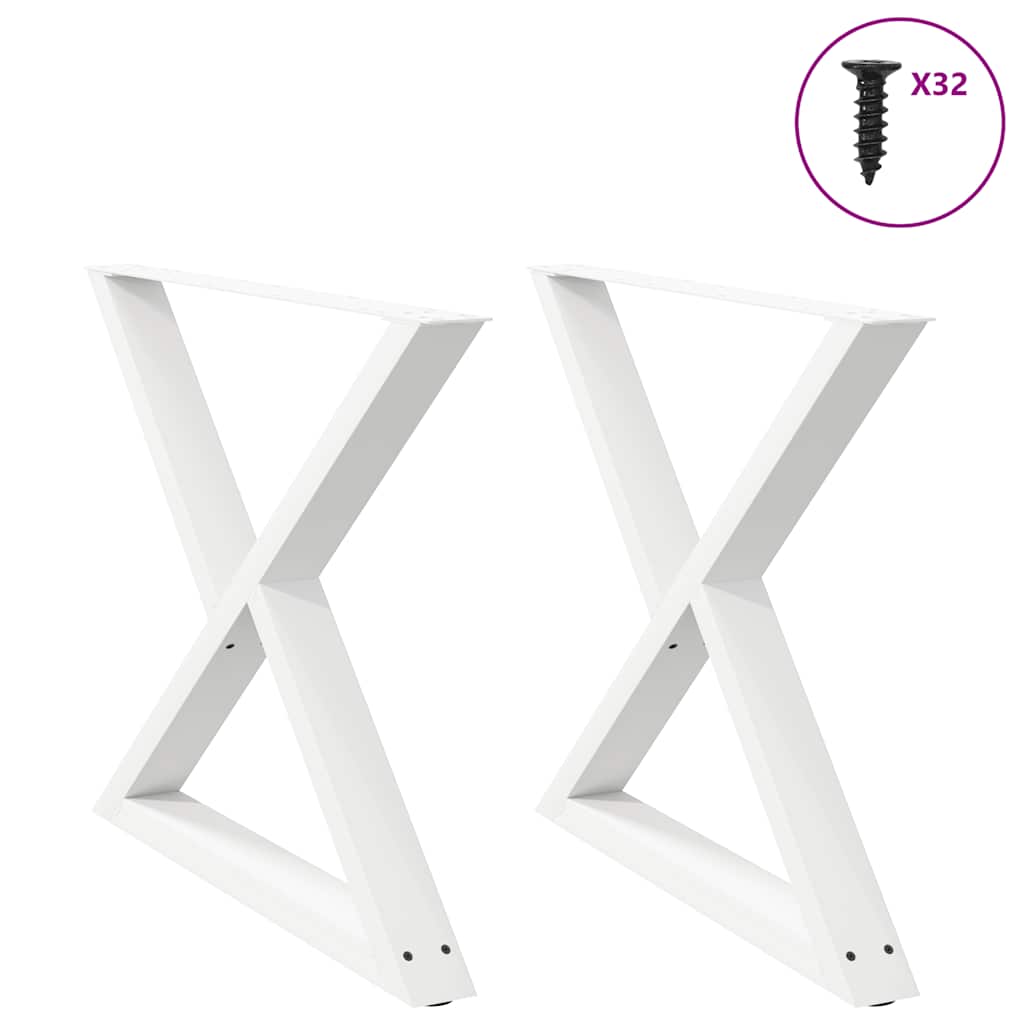 Pieds de table à manger 2 pièces Blanc 90 x (72-73,3) cm Acier - XIOS