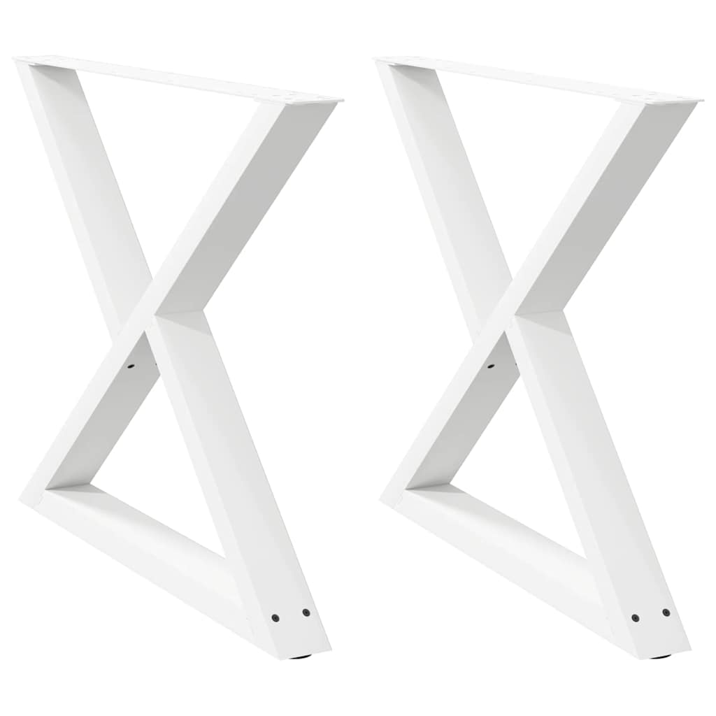 Pieds de table à manger 2 pièces Blanc 90 x (72-73,3) cm Acier - XIOS