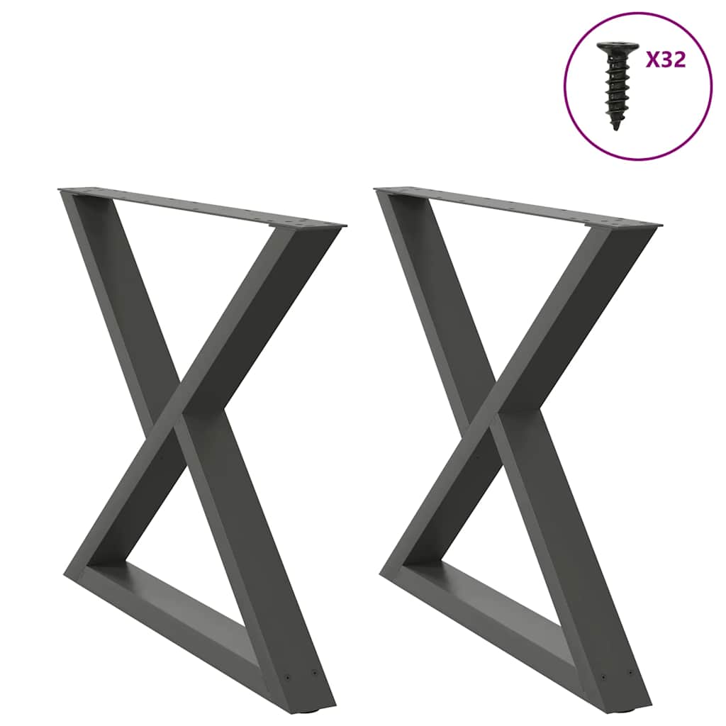 Pieds de table à manger 2 pièces Anthracite 90 x (72-73,3) cm Acier - XIOS