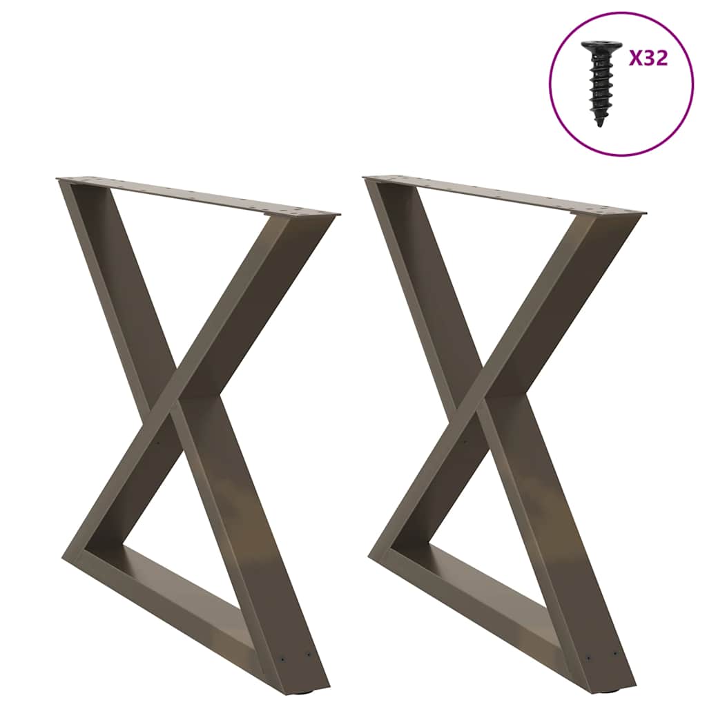 Pieds de table à manger 2 pièces Acier naturel 90 x (72-73,3) cm Acier - XIOS