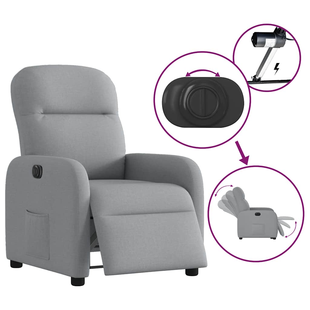 Fauteuil inclinable électrique Gris clair Tissu - XIOS