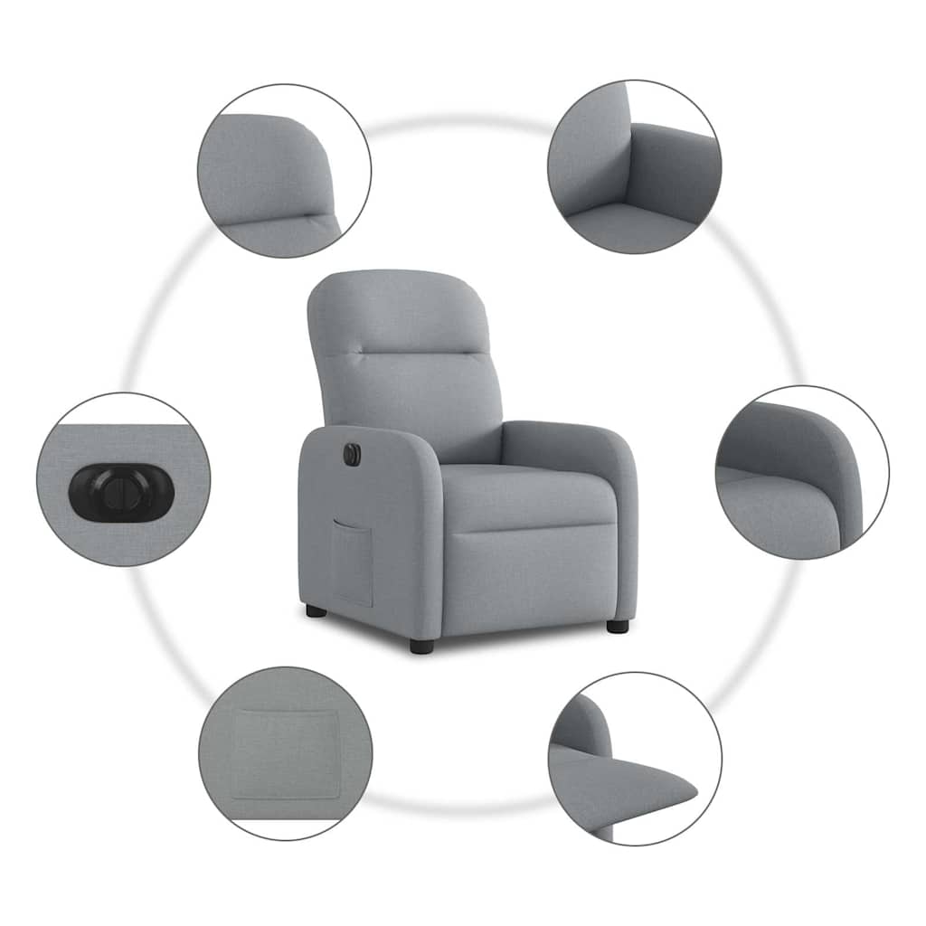Fauteuil inclinable électrique Gris clair Tissu - XIOS