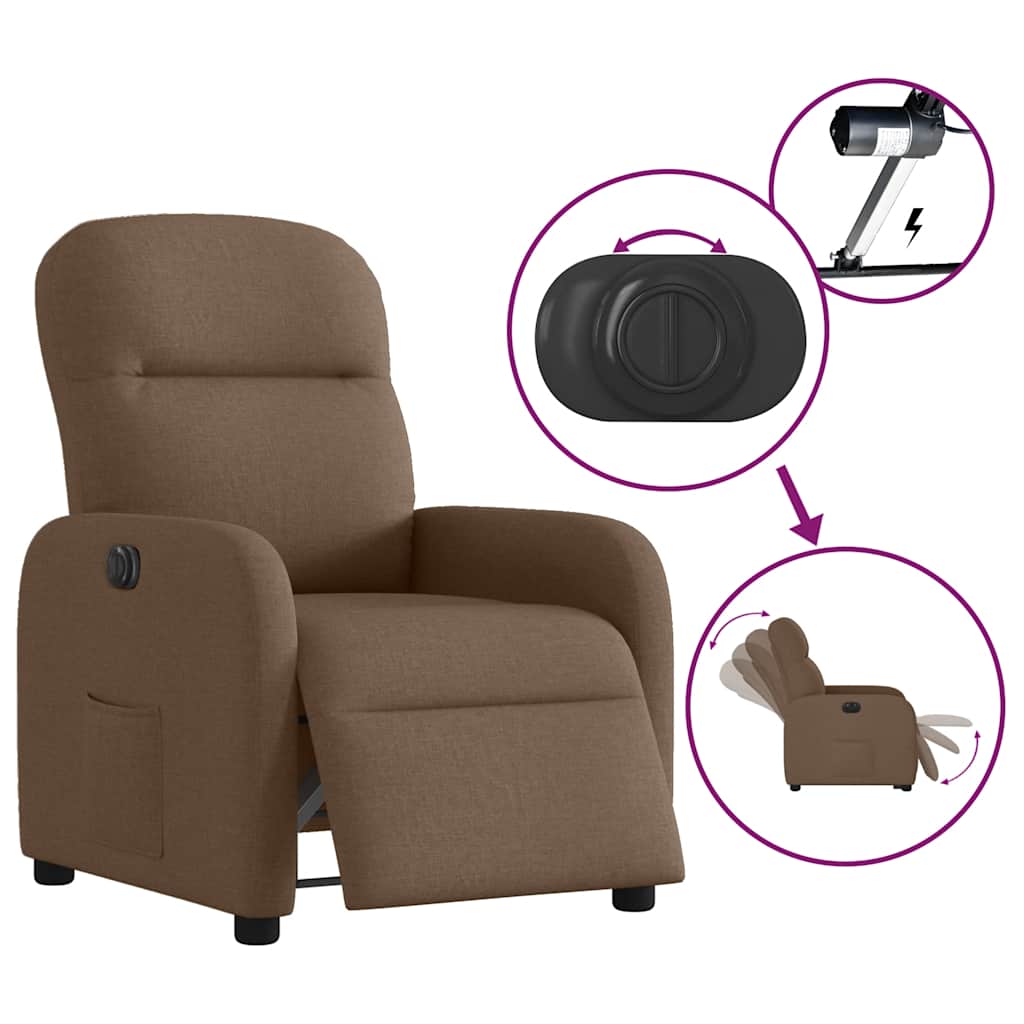 Fauteuil inclinable électrique Marron Tissu - XIOS