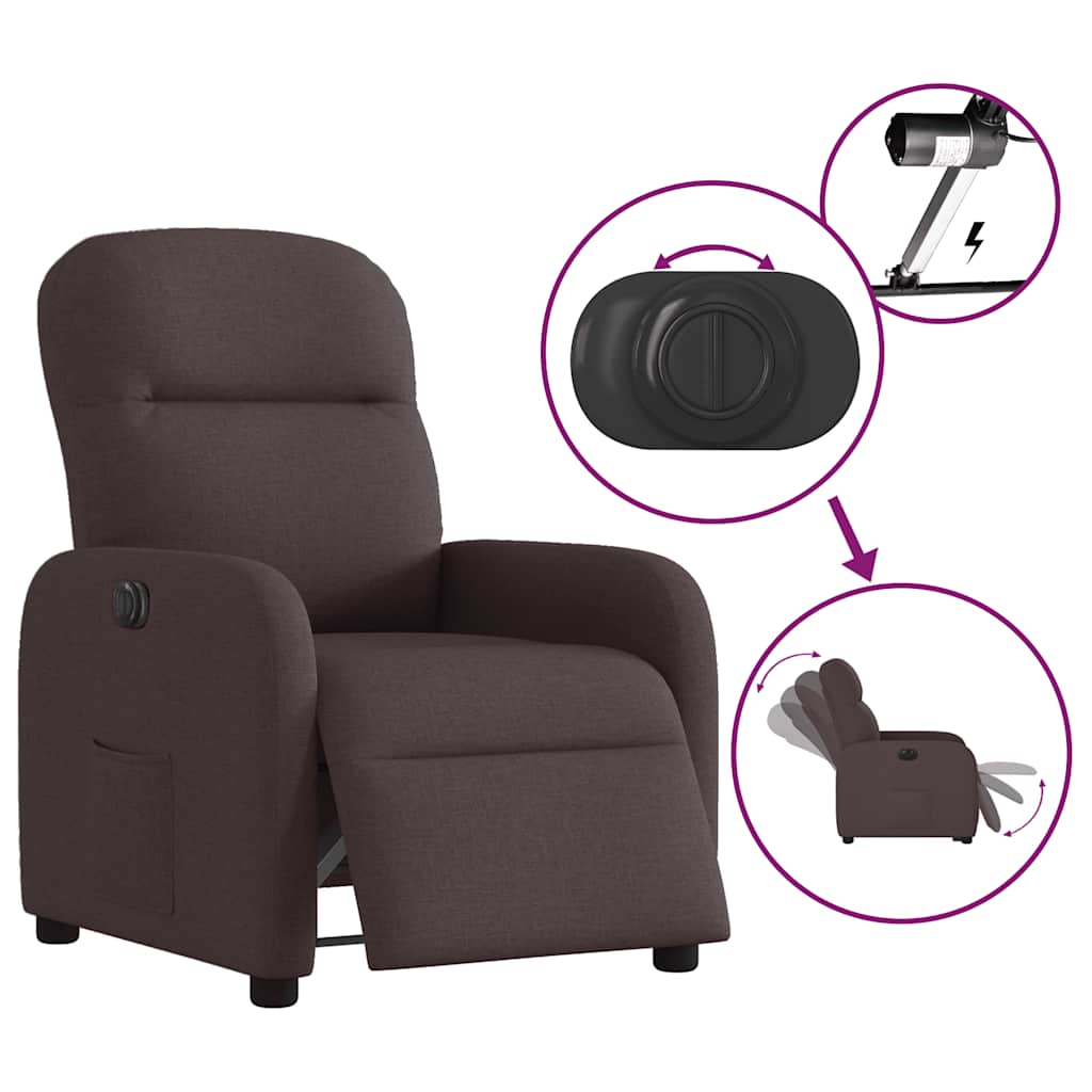 Fauteuil inclinable électrique Marron foncé Tissu - XIOS