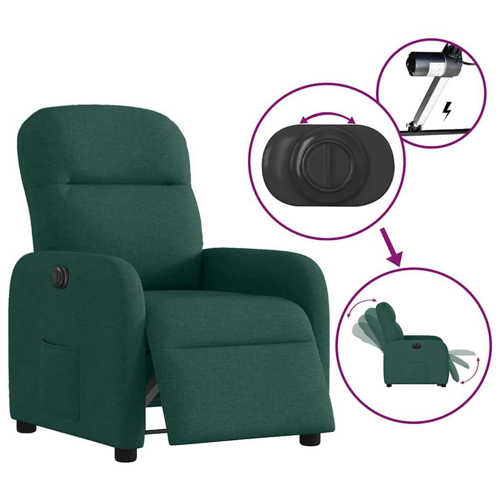 Fauteuil inclinable électrique Vert foncé Tissu - XIOS