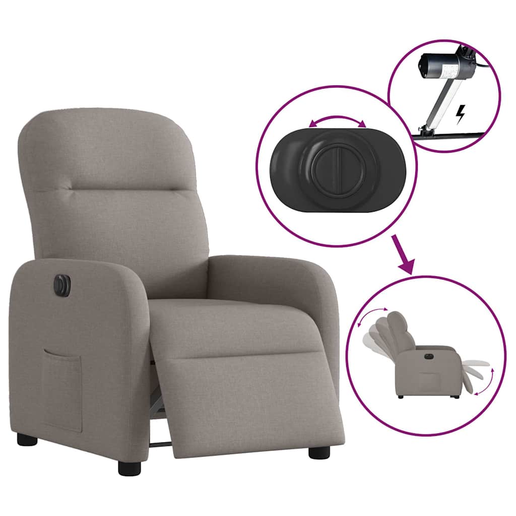 Fauteuil inclinable électrique Taupe Tissu - XIOS