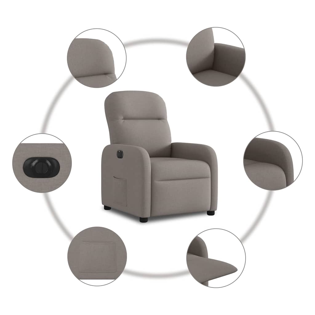 Fauteuil inclinable électrique Taupe Tissu - XIOS